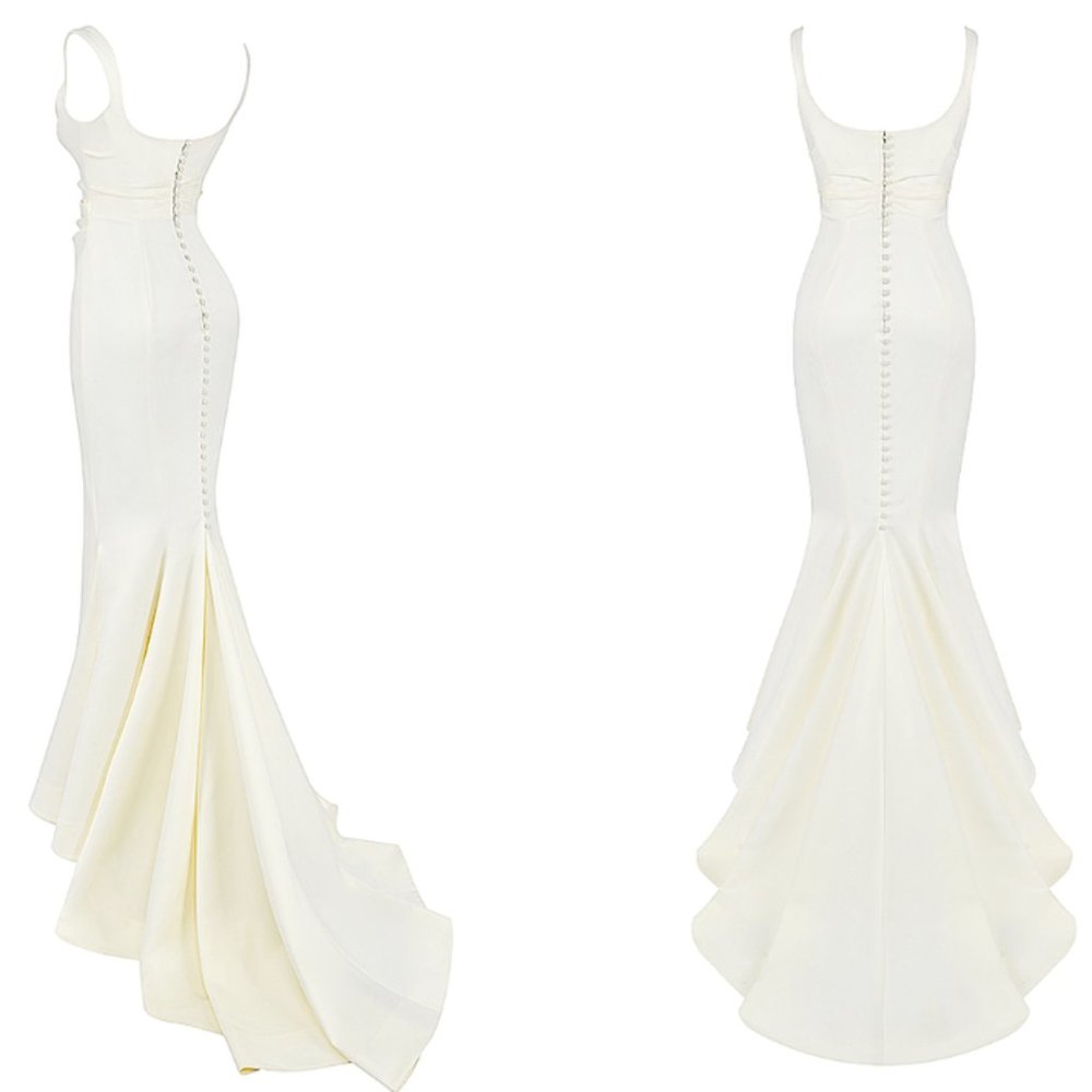 HOUSE OF CB 'Emilie' Off White Satin Mermaid Bridal Gown NWOT - Picture 10 of 16